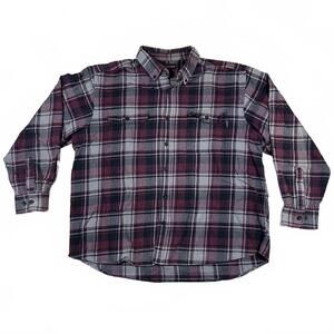 Wolverine Mens Casual Shirt XXL Burgundy Plaid